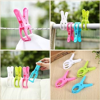 12 Pcs Large Plastic Clothes Clips – Strong Hold