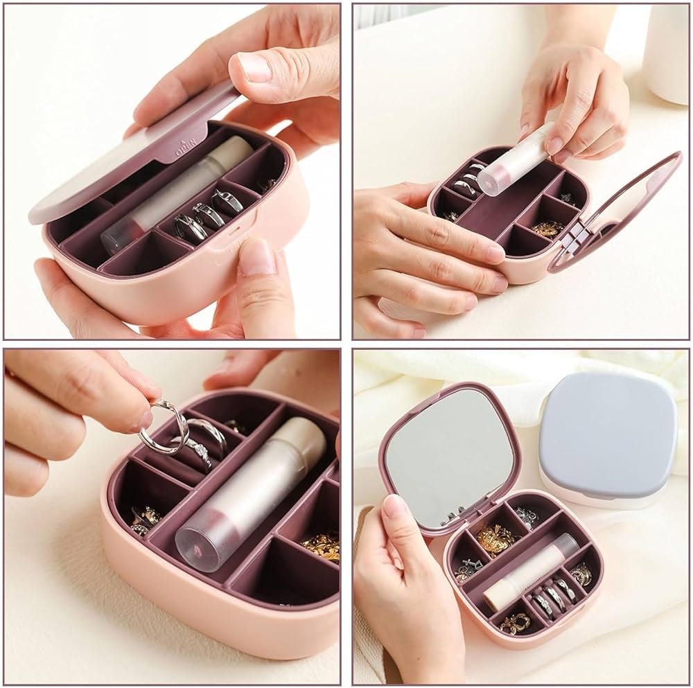 Jewelry Organizer Box With Built-In Mirror