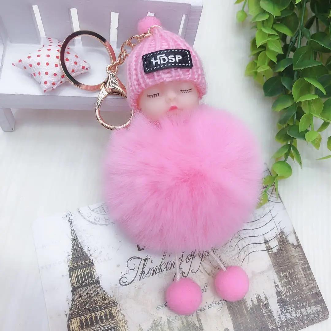 Cute Furry Barbie Doll Keychain