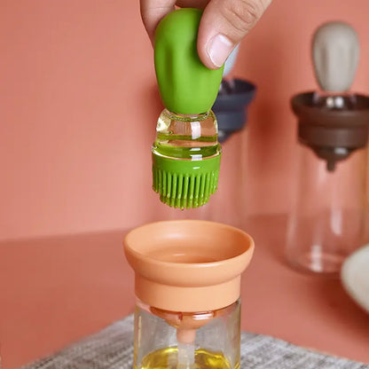 180ml 2 In 1 Glass Oil Dispenser Bottle With Silicone Oil Brush