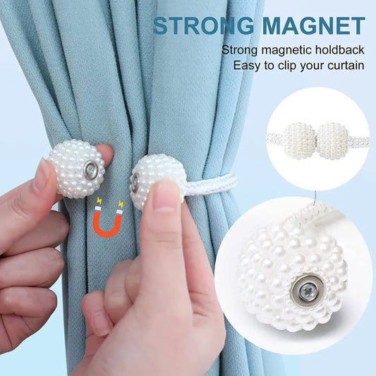 1 Pair Magnetic Pearl Ball Curtains Tieback Rope