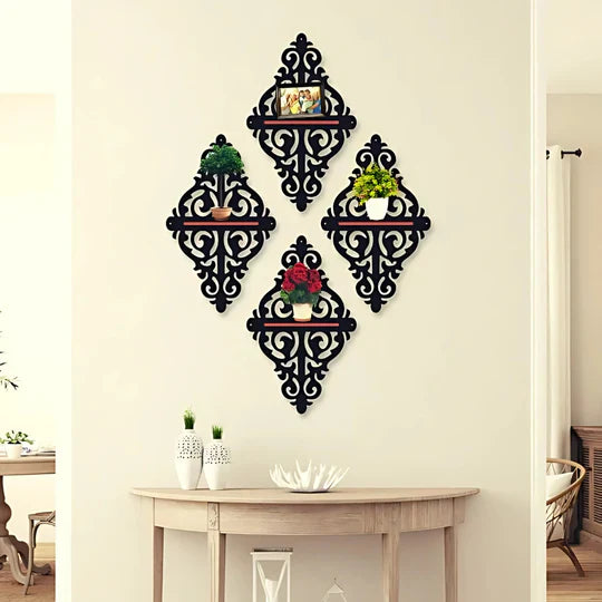  4Pcs Wooden Decor Shelf