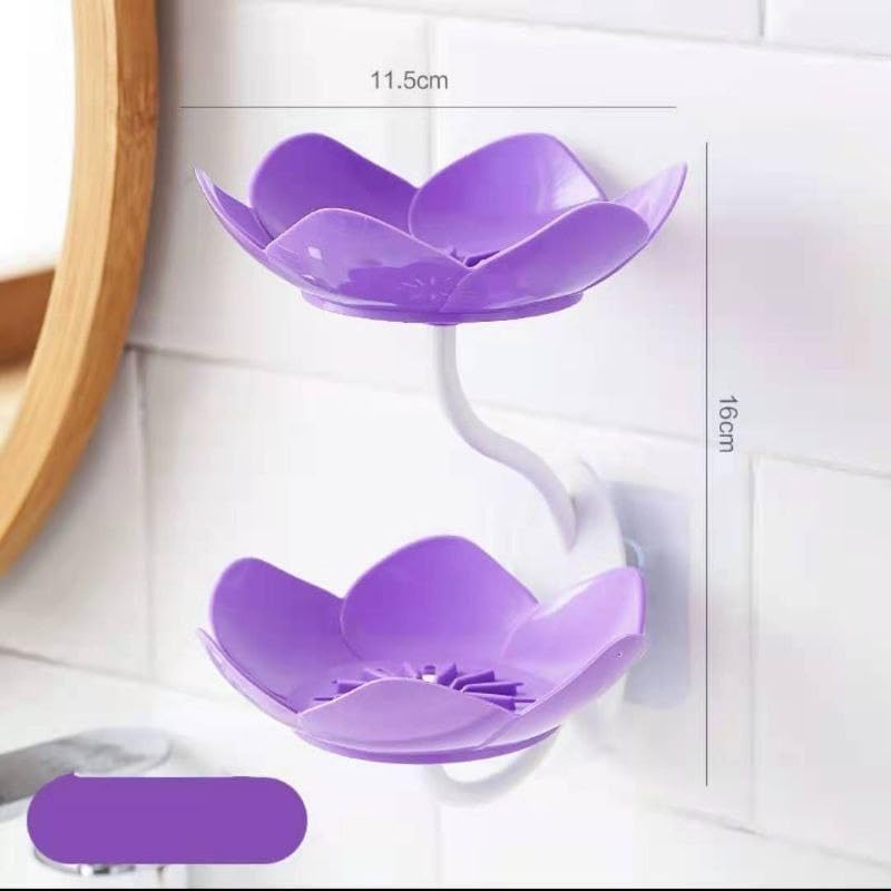 Wall Mounted Double Layer Lotus Flower Shaped Soap Holder