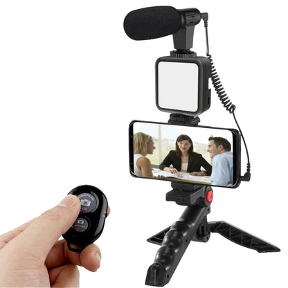 Video Vlogging Kit with Microphone LED Fill Light & Mini Tripod