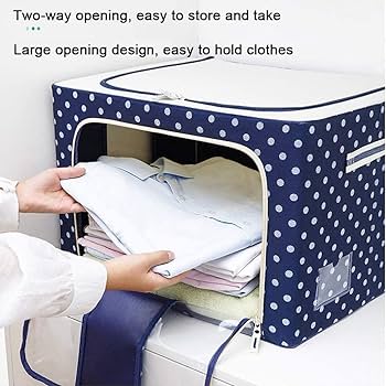 Foldable Metal Frame Clothes Storage Organizer Bags