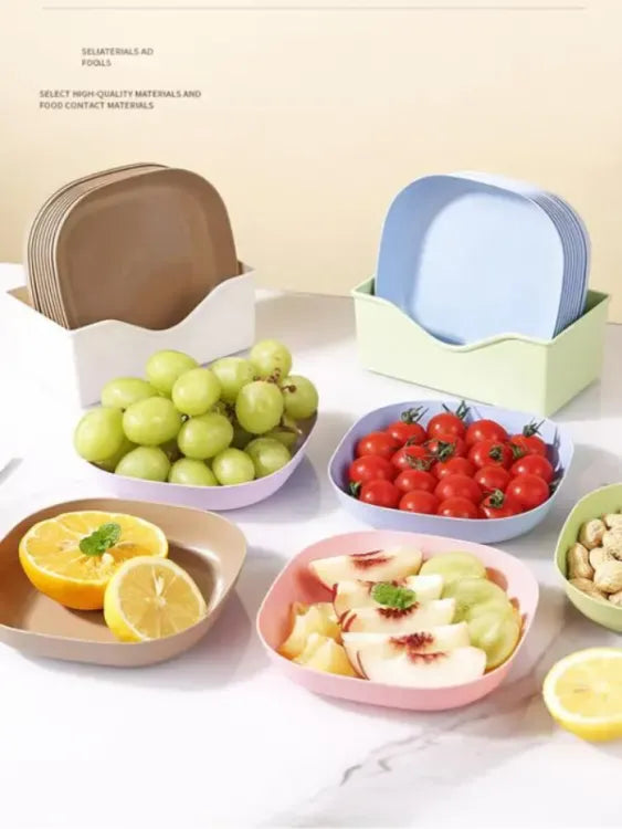 10 Pcs Plastic Plates With Stand