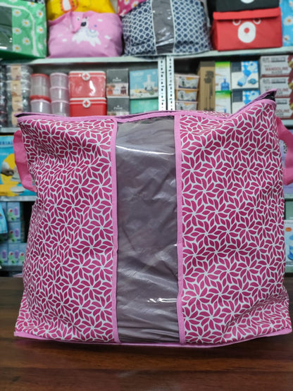 Multi-Purpose Pink Printed Storage Organizer Bag