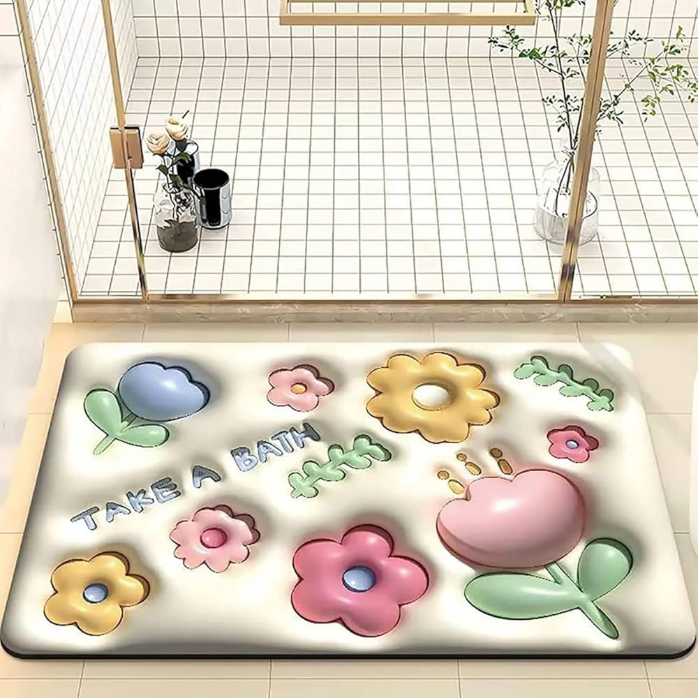 Soft Non Slip Multi Flower Design 3D Door Entrance Mat(Random Design)