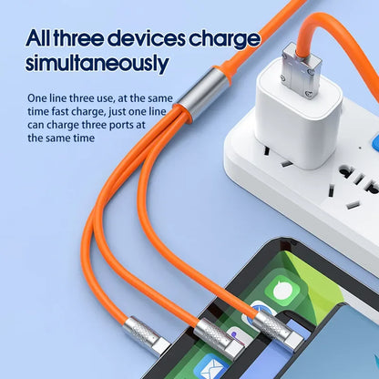 3-in-1 Zinc Alloy Interface Silicone 120W Multi Fast Charging Cable