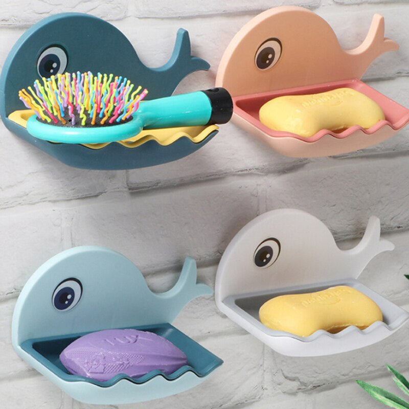 Self-Adhesive Wall Mounted Whale Soap Box