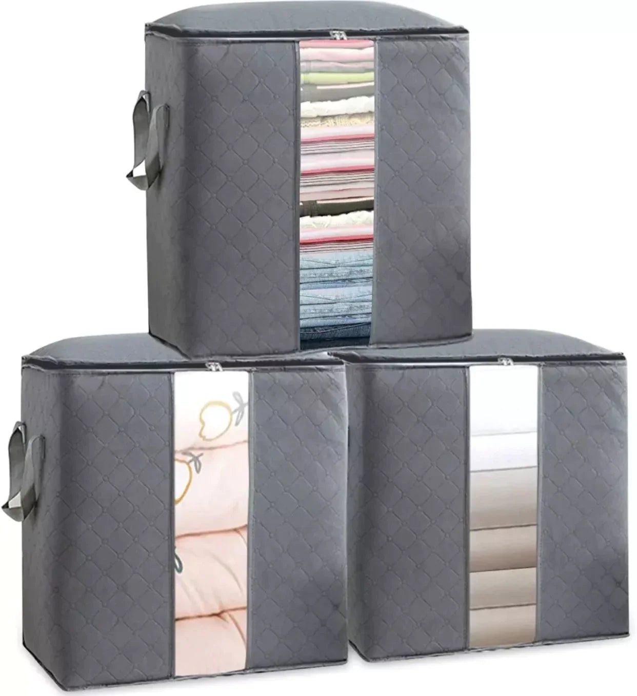 5Pcs Grey Bamboo Storage Bag