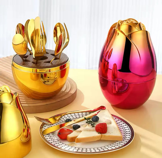 Egg  Rose Stainless Steel Cutlery Set