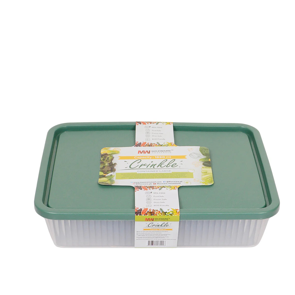 1 Pcs 1.65L Plastic Storage Box With Crinkle Lid