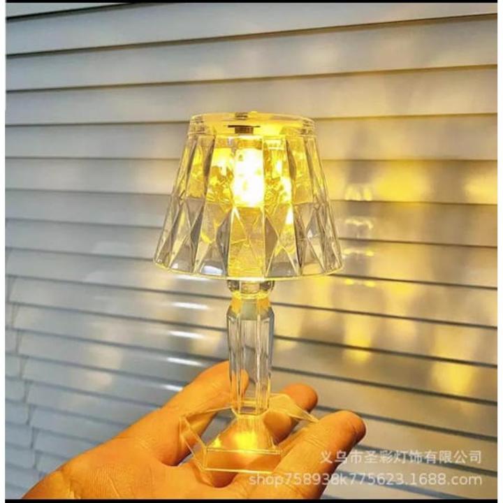 Mini Crystal Table Lamp, Home and Living 