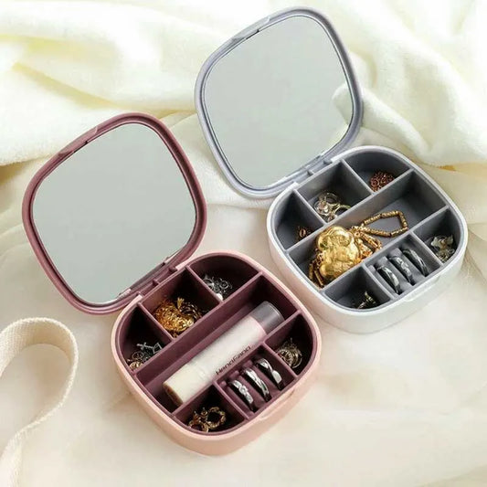 Jewelry Organizer Box With Built-In Mirror