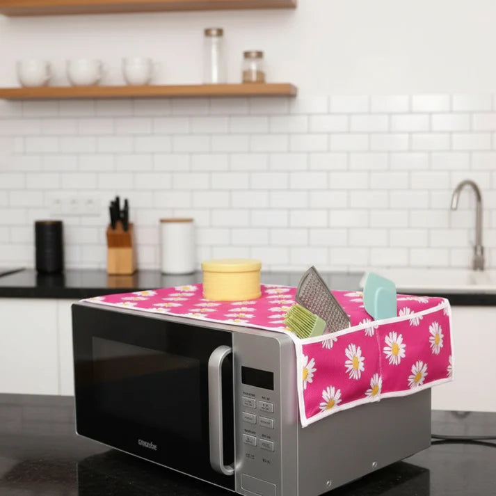 Microwave Oven Cover With Storage Pockets