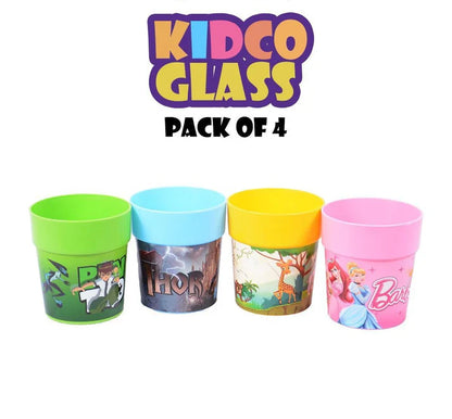 Pack Of 4 Kids Drinking Glasses – Cartoon Design