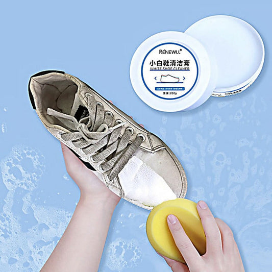 White Leather Shoe Cleaning Cream With Sponge