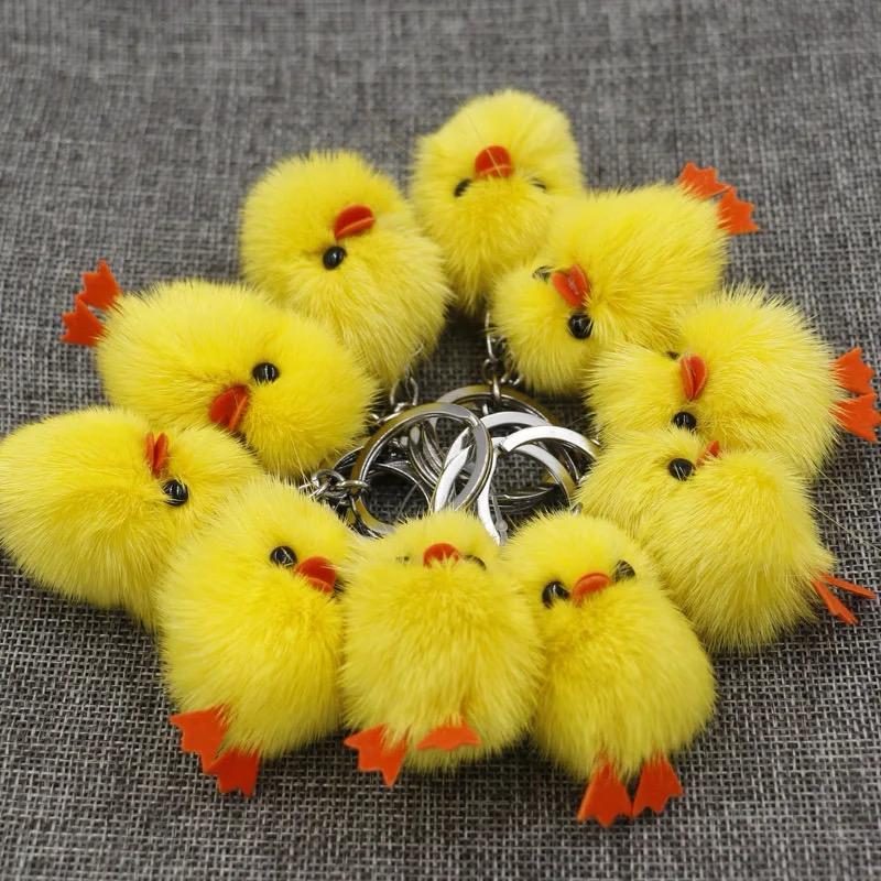 Cute Mini Furry Chick Keychain