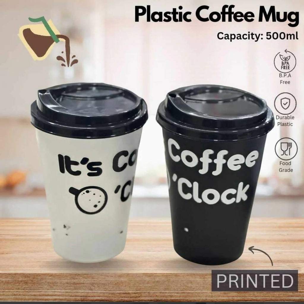 1PC Random Printed Plastic Coffee Cup 500ML