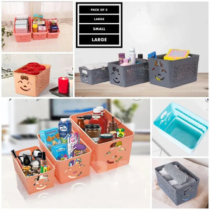 3Pcs Set Smiley Organiser Basket