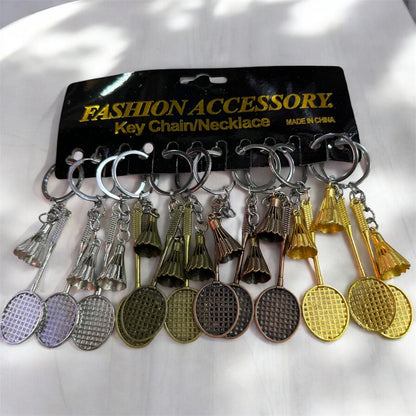 Metal Badminton Racket Keychain