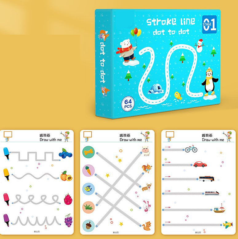 64 Page Kids Tracing Workbook Set With Two Erasable Markers