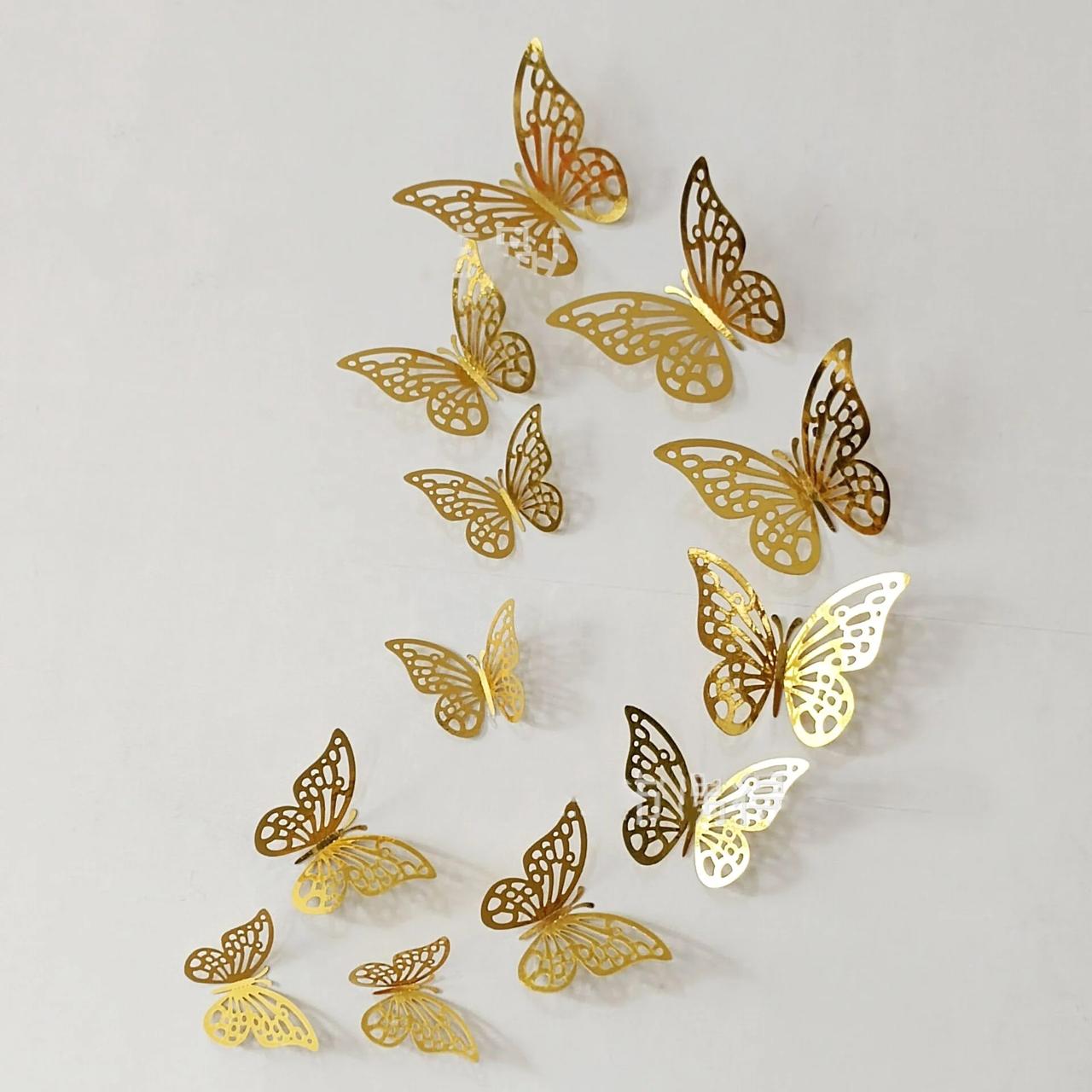 12Pcs Golden Butterfly Stickers