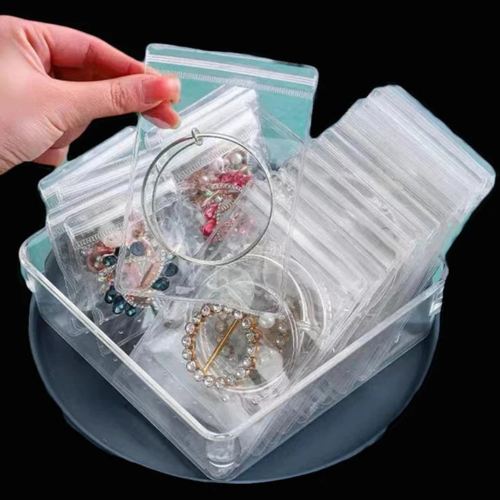 5 Pcs Clear Self Seal Pouches For Jewelry Storage