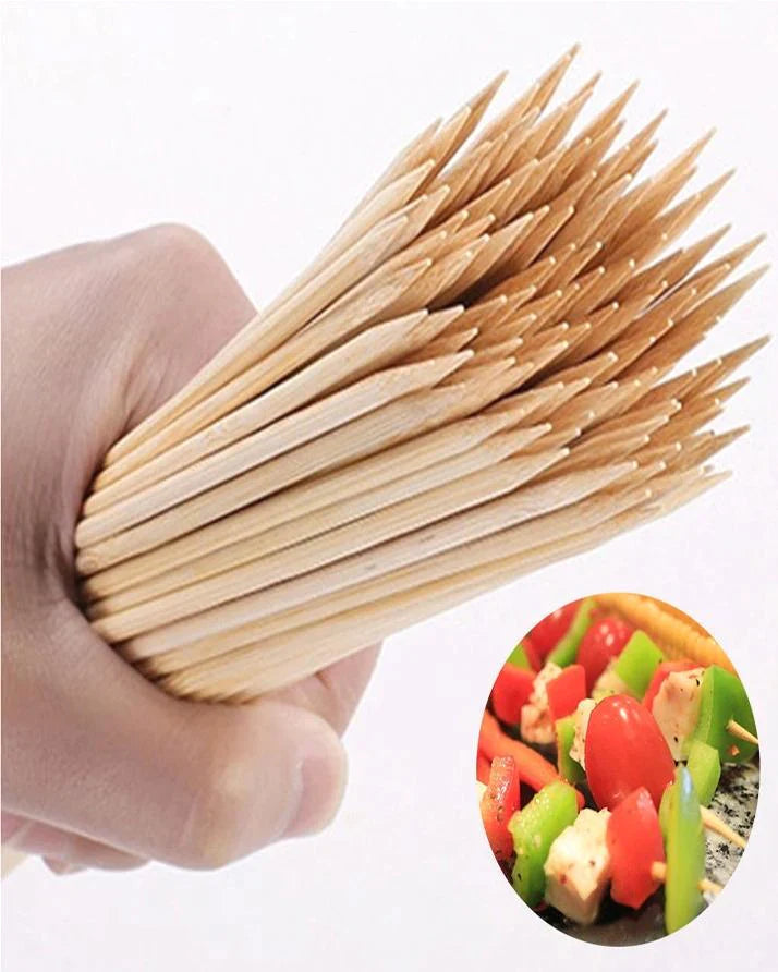 Pack Of 100 Wooden Skewers Sticks BBQ