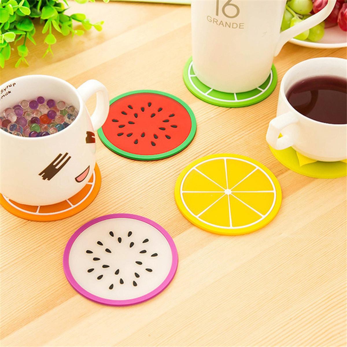3 Pieces Fruit Shape Silicone Cup Pad