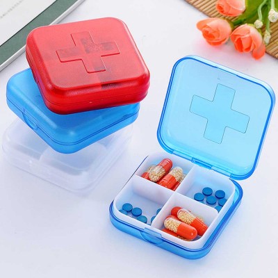 1 Pcs 4 Compartments Pocket Portable Pill Case(Random Color)