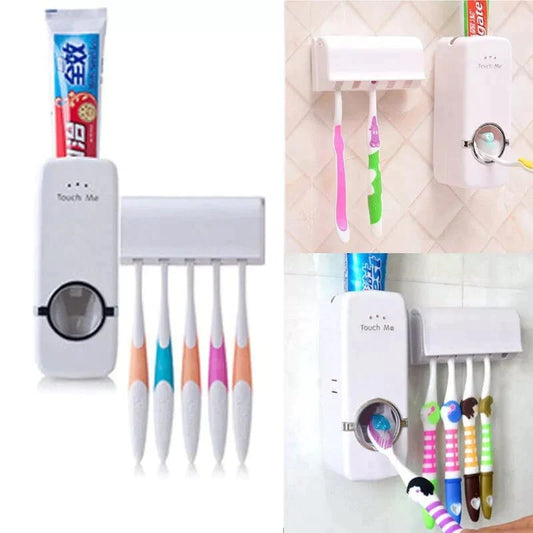 Best Quality Set of Toothpaste Dispenser & Brush Holder - White